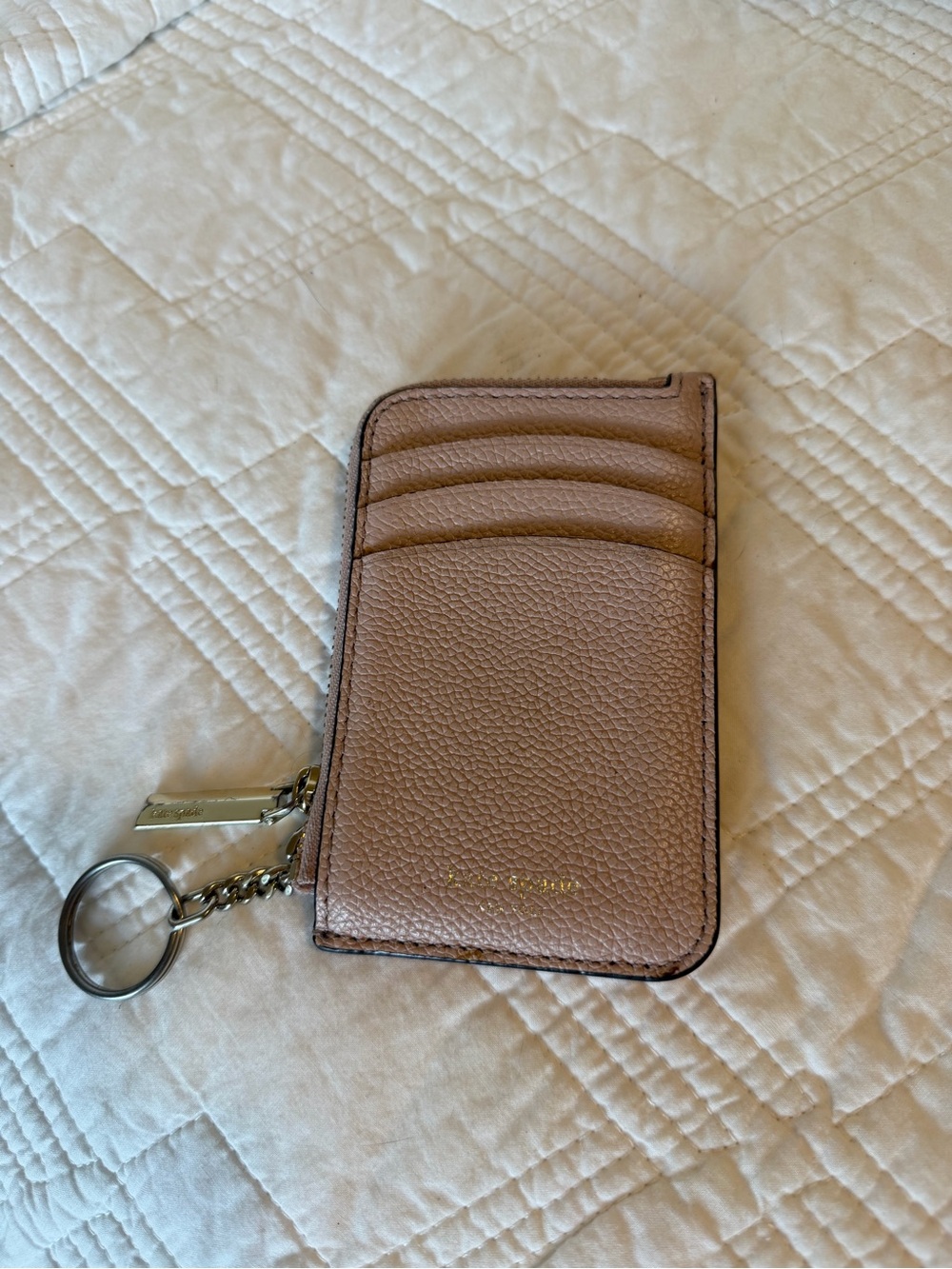 kate spade blush pink leather card holder/coin purse with keyring
